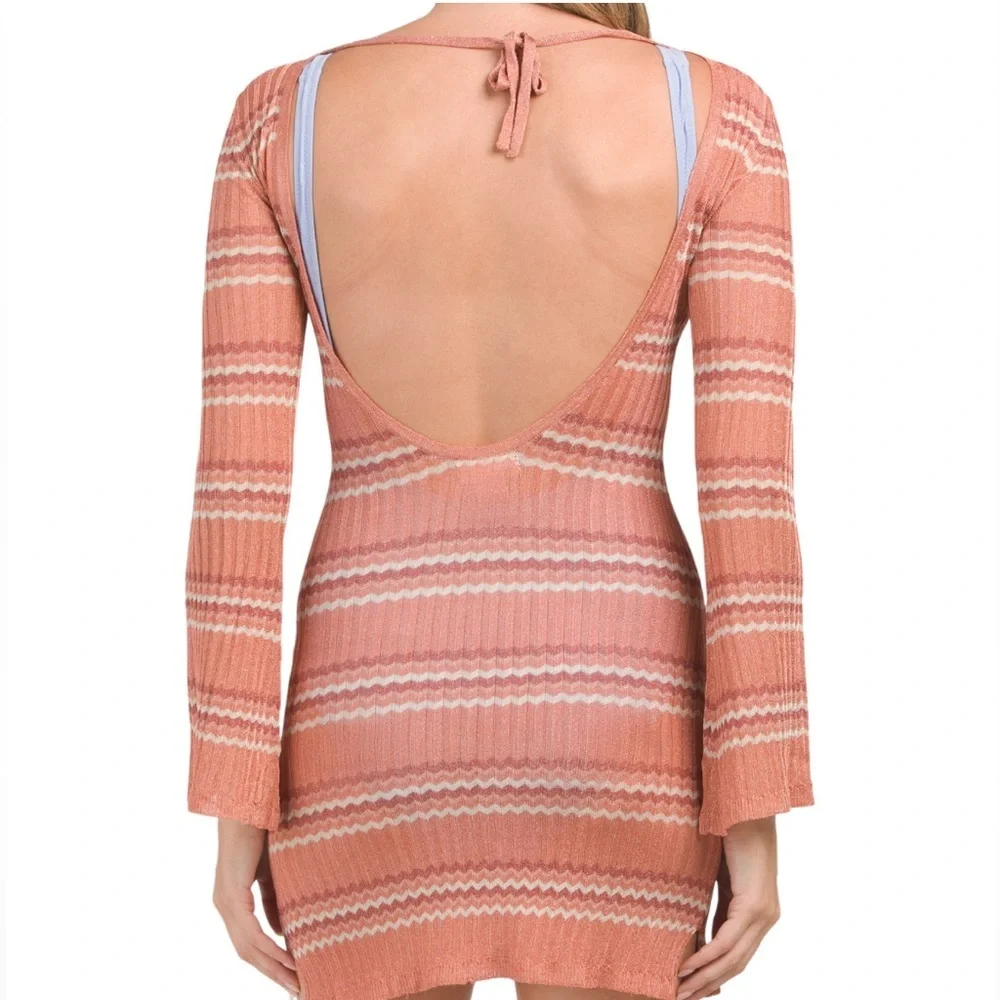 NWT l*space Waloma Tunic Shimmery Chevron‎ Peach Orange Swim Cover Up XL
